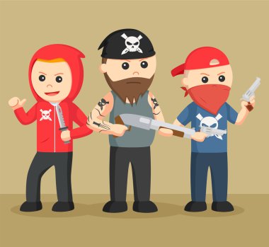 Gangster eylem vektör çizim tasarım