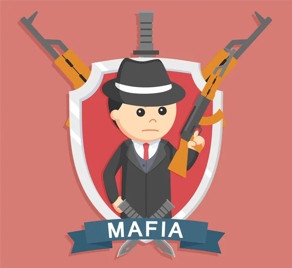 Mafia holding rifle in emblem — Stock Vector