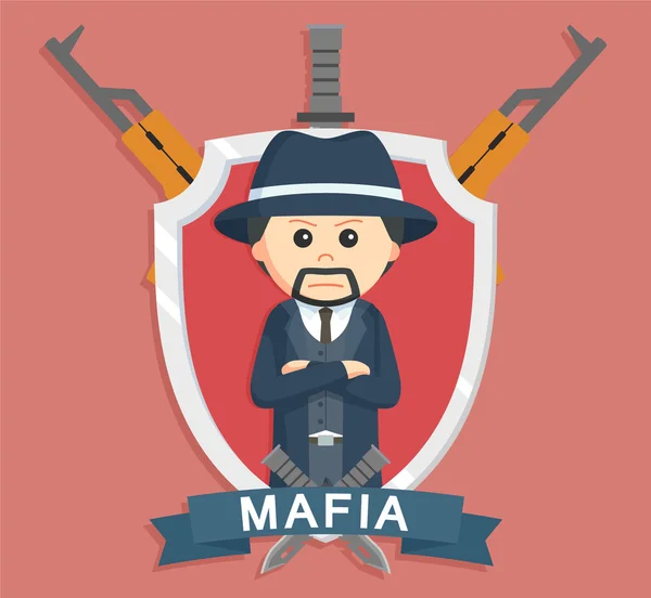 Mafia boss in emblem — Stock Vector