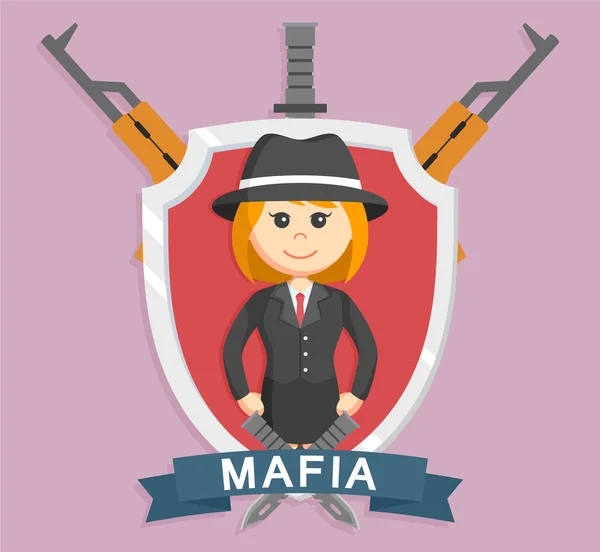 Mafia-Mädchen im Emblem — Stockvektor