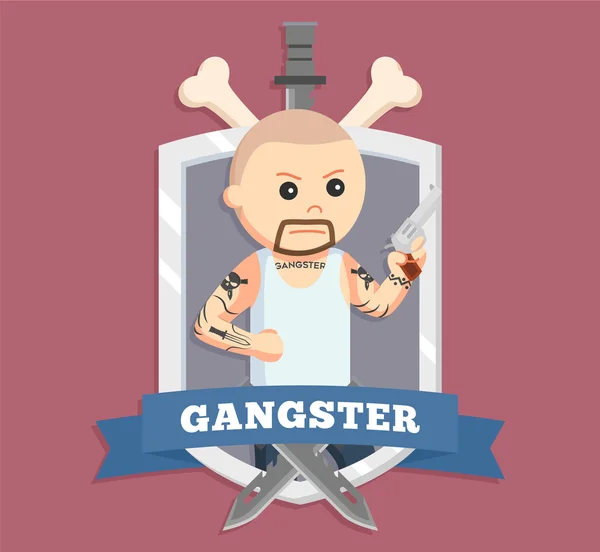 Plešatý gangstera v emblému — Stockový vektor