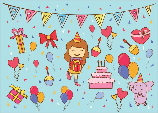 Doğum günü partisi doodle — Stok Vektör