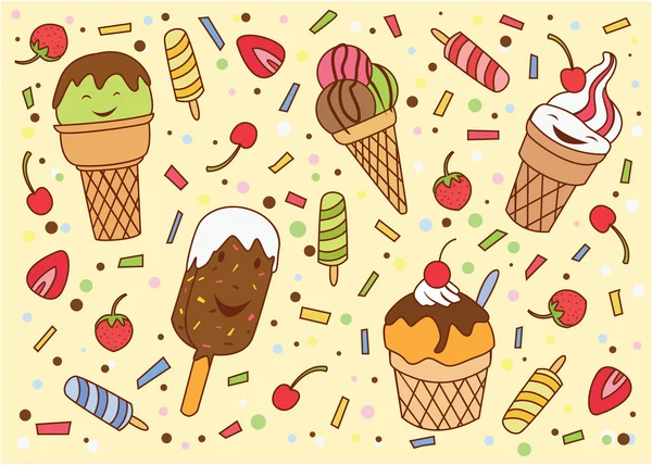 Conjunto de sorvete Coleção — Vetor de Stock
