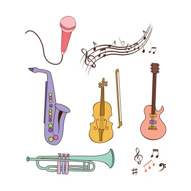 müzik aleti doodle seti