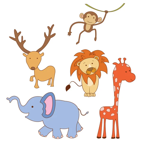 Set di Doodle Animal Safari — Vettoriale Stock