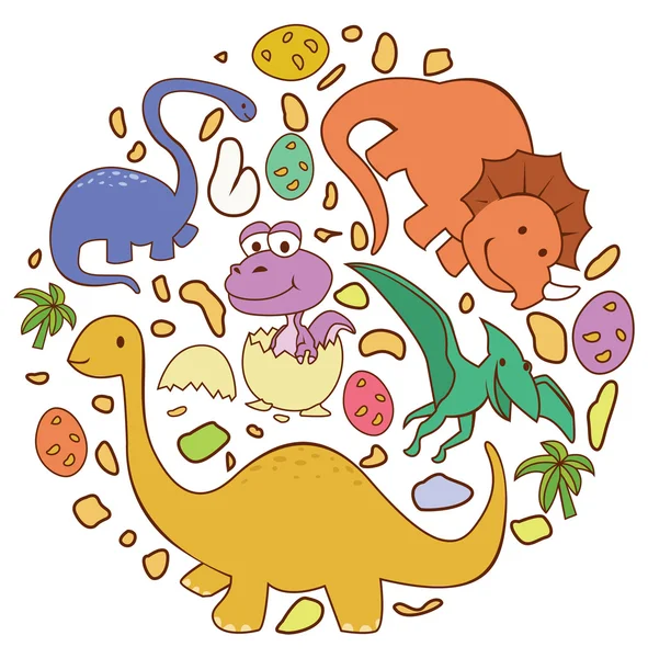 Dinosaurio Cute Circle Banner — Archivo Imágenes Vectoriales