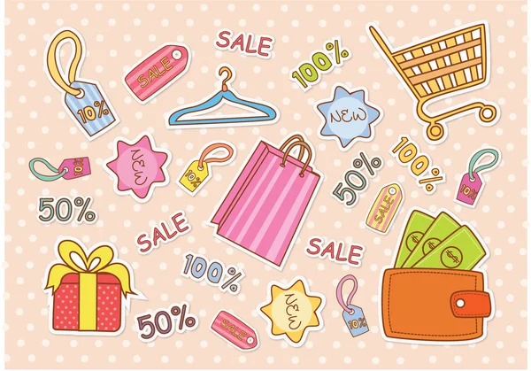 Accesorios de compras de moda — Vector de stock