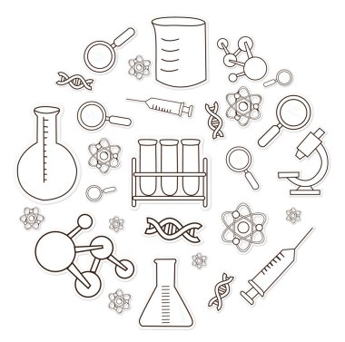 Biyo teknoloji nesne elle çizilmiş kroki Doodle