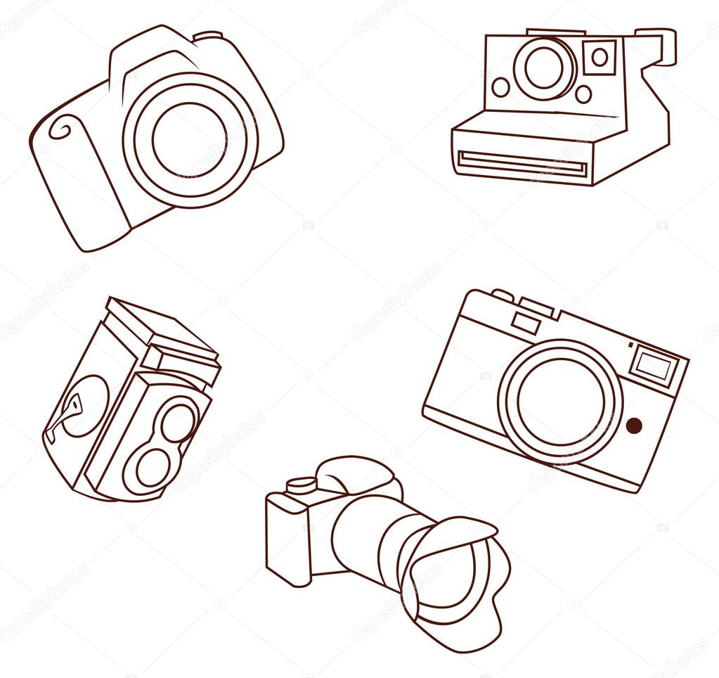 Camera object Collection Hand Drawn Sketch Doodle