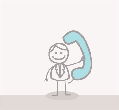 Komik Doodle: İşadamı iletişim arama