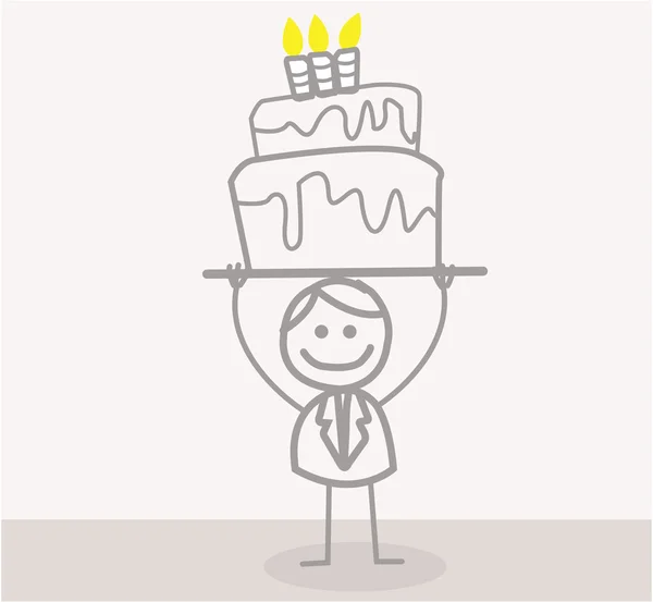 Komik Doodle: İşadamı doğum günü — Stok Vektör