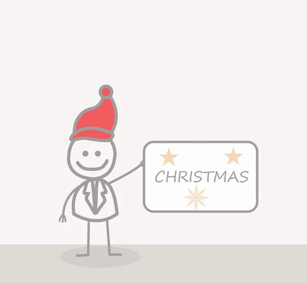 Funny Doodle : Businessman christmas label — Stock Vector