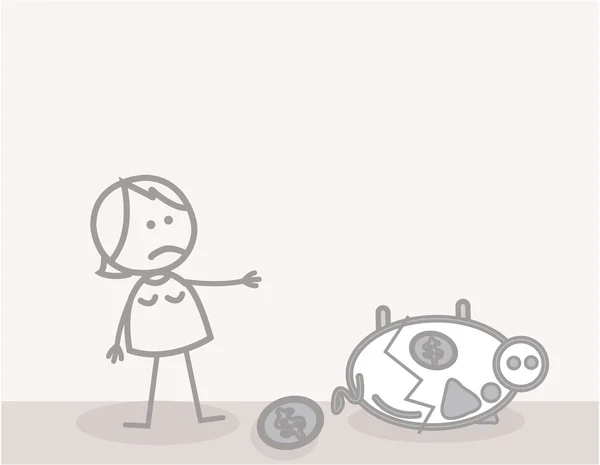Doodle drôle : Femme d'affaires en colère tirelire — Image vectorielle