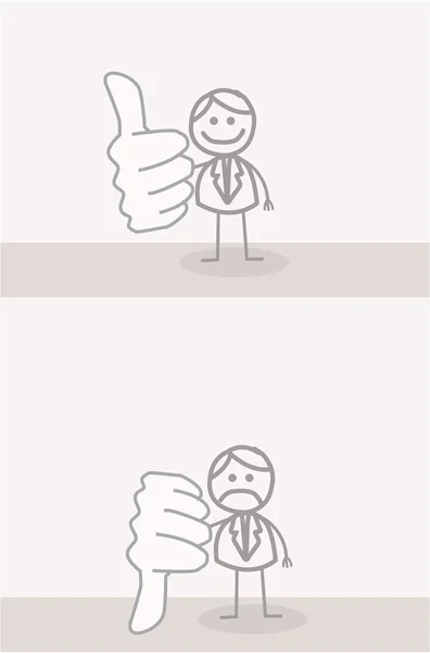 Funny Doodle: Business Man Tumb UP DOWN — стоковый вектор