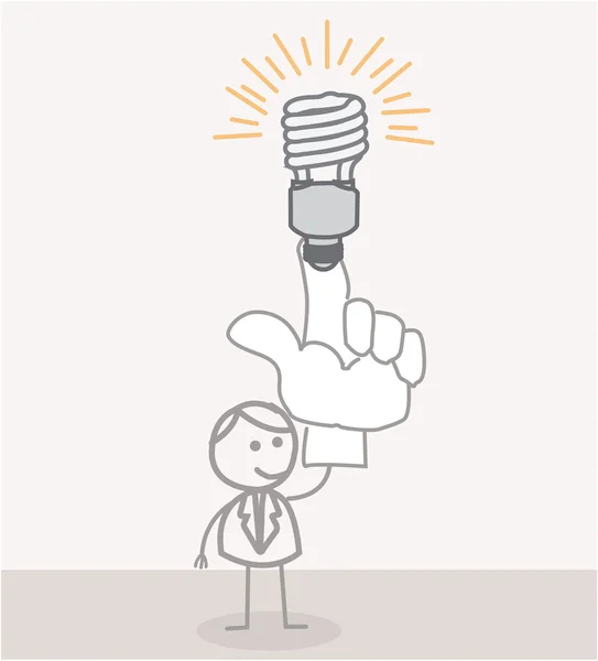 Man vinger Lamp Doodle — Stockvector