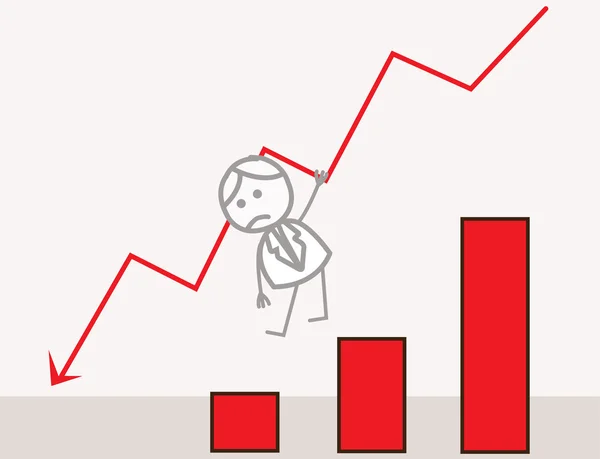 Businessman Fall Chart — Stock Vector