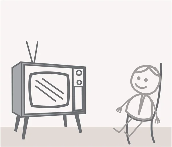 Homme regardant la télévision — Image vectorielle