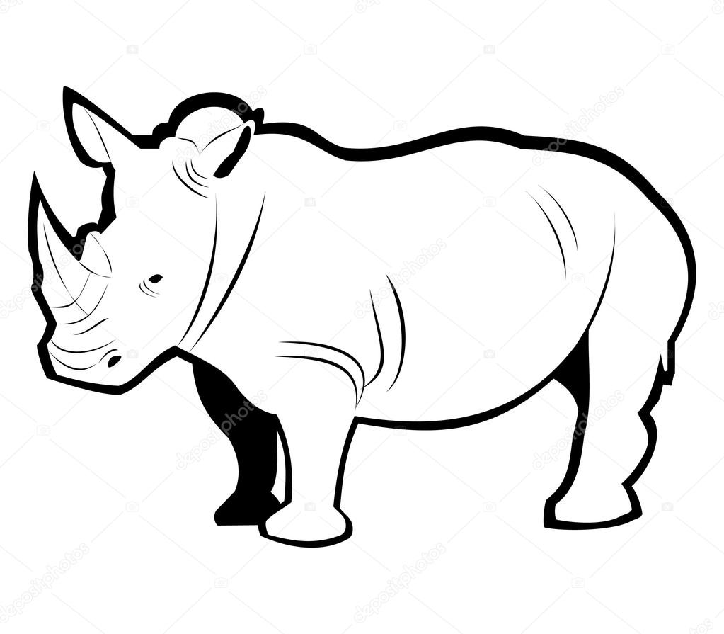 Rhino Outline Stock Vector by ©redrockerz99 66469763, image size:1023x895