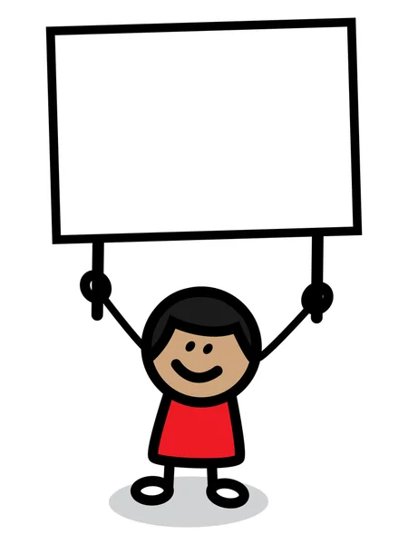 Illustration of kid with banner cartoon — Stock Vector