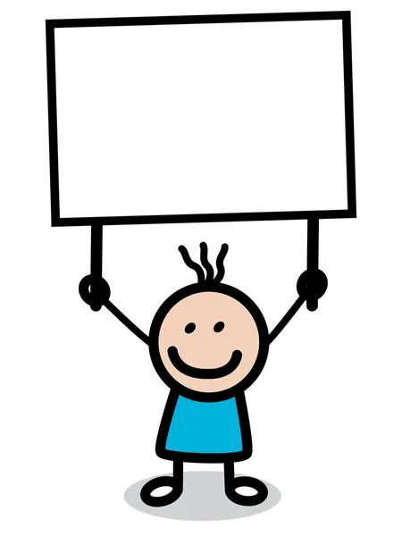 Ilustração de criança com banner cartoon — Vetor de Stock