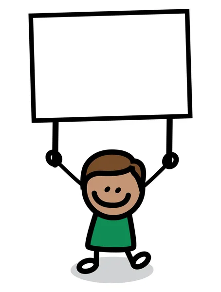 Illustratie van jong geitje met banner cartoon — Stockvector