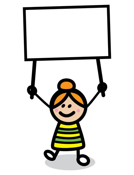 Illustration of kid with banner cartoon — Stock Vector