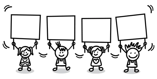 孩子们举行横幅 — 图库矢量图片
