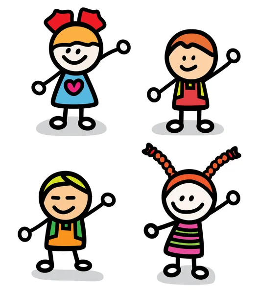 Happy Funny Kids Group — Stock Vector