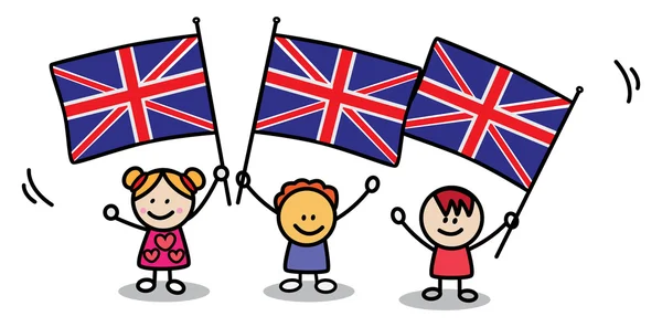 Kinderen met Engeland vlag — Stockvector