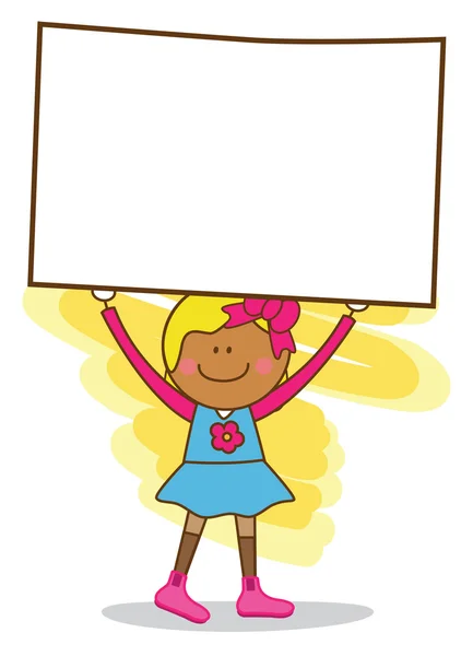 Young girl holding banner — Stock Vector