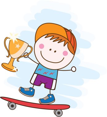 Patenci çocuk kazanan bir şampiyonluk