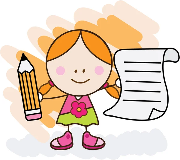 Girl with pencil and paper — Stock Vector