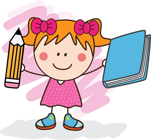 Girl with pencil and book — Stock Vector