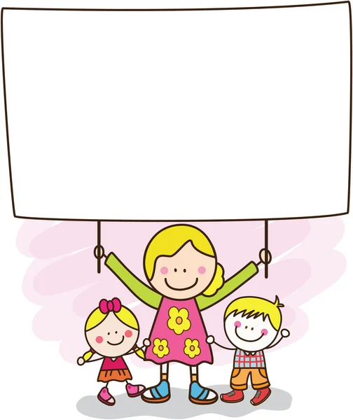 Mother holding banner — Stock Vector