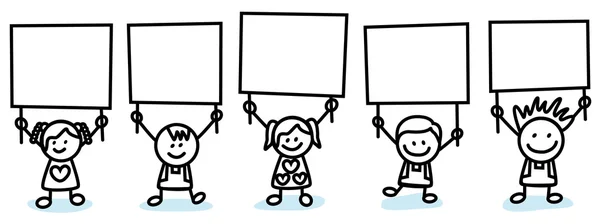 Niños sosteniendo pancarta — Archivo Imágenes Vectoriales