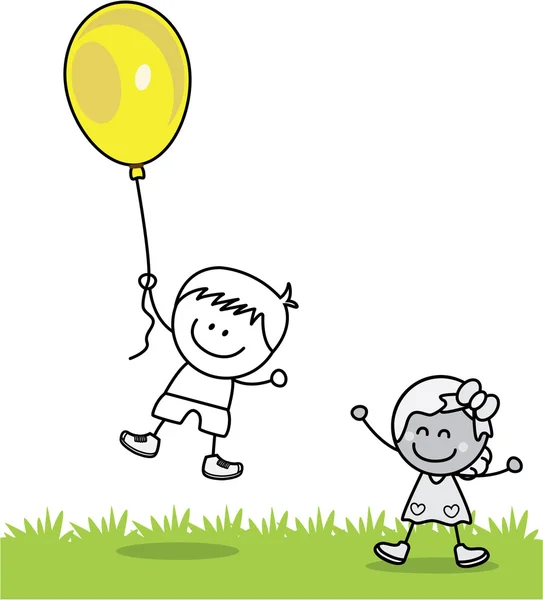 Τα παιδιά παίζουν μπαλόνια — Διανυσματικό Αρχείο
