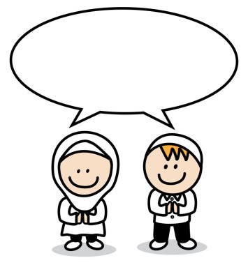 Moslem boy and girl with bubble speech