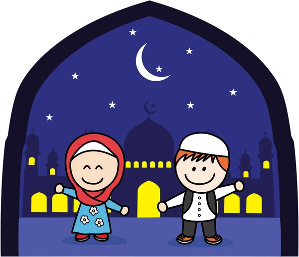 Moslem boy and girl — Stockvector