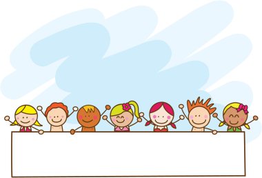 Banner tutan çocuklar