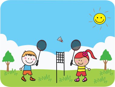 çocuklar badminton oynarken