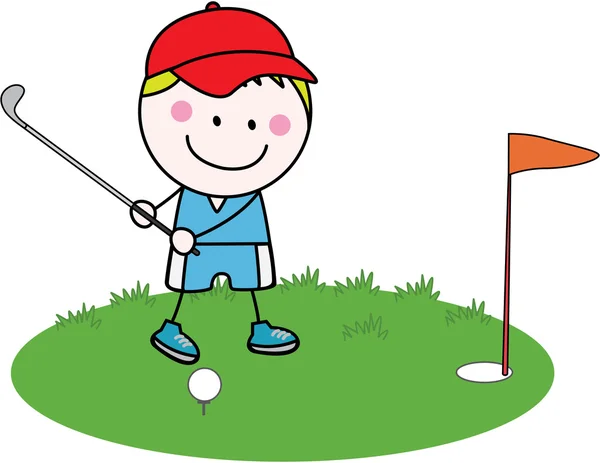 Menino jogando golfe —  Vetores de Stock