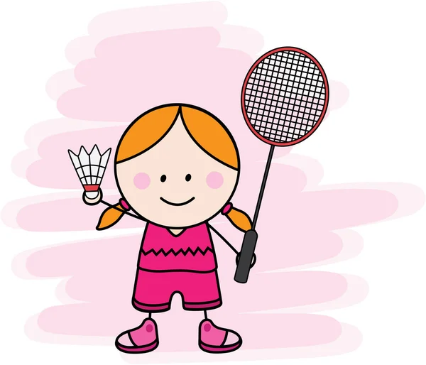 Menina jogando badminton —  Vetores de Stock