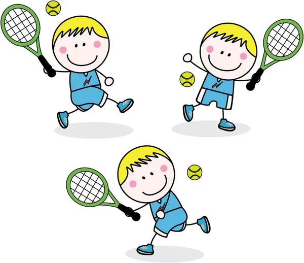 Jongens spelen Badminton — Stockvector