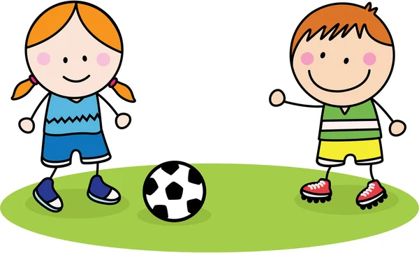 Çocuklar futbol oynuyor. — Stok Vektör