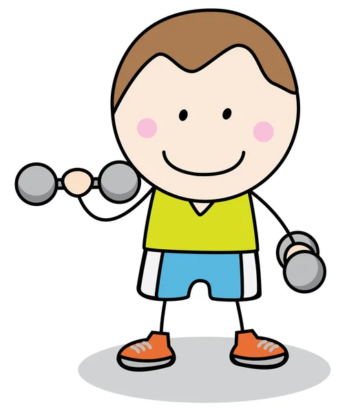 Weight lifting boy — Stock Vector