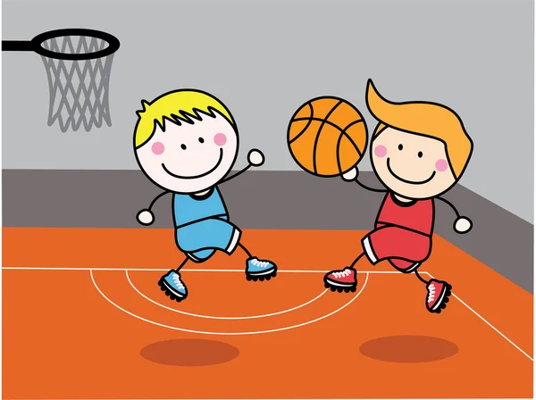 Basket menino bola — Vetor de Stock