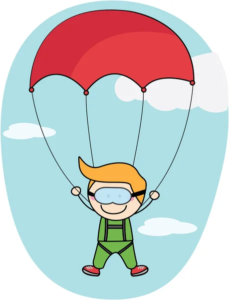 Barn fallskärm pojke — Stock vektor