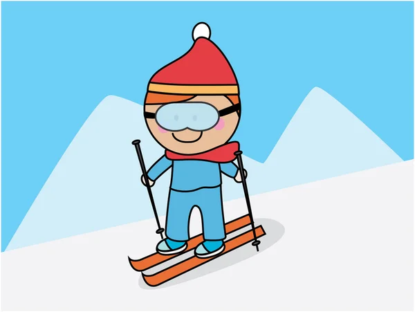 Sciare sulla neve — Vettoriale Stock