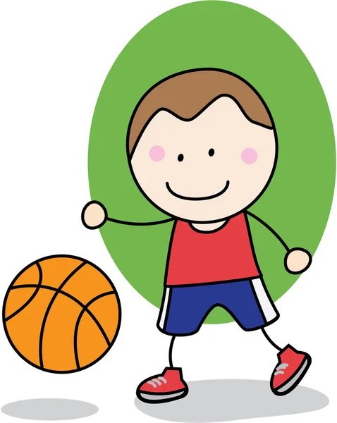 Αγόρι μπάλα παίκτης καλάθι — Διανυσματικό Αρχείο
