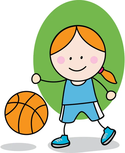 Menina bola de basquete — Vetor de Stock